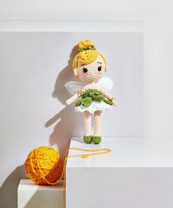 Búp bê len nàng tiên váy trắng tóc vàng có cánh