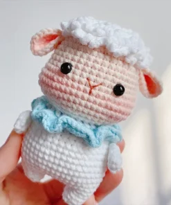 Búp Bê Cừu Len Hồng Trắng Đáng Yêu