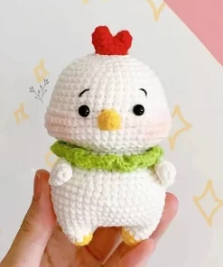 Búp Bê Gà Con Len Đội Mão Đỏ Dễ Thương