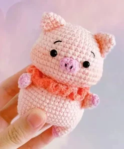 Búp Bê Heo Con Len Hồng Cam Xinh Xắn